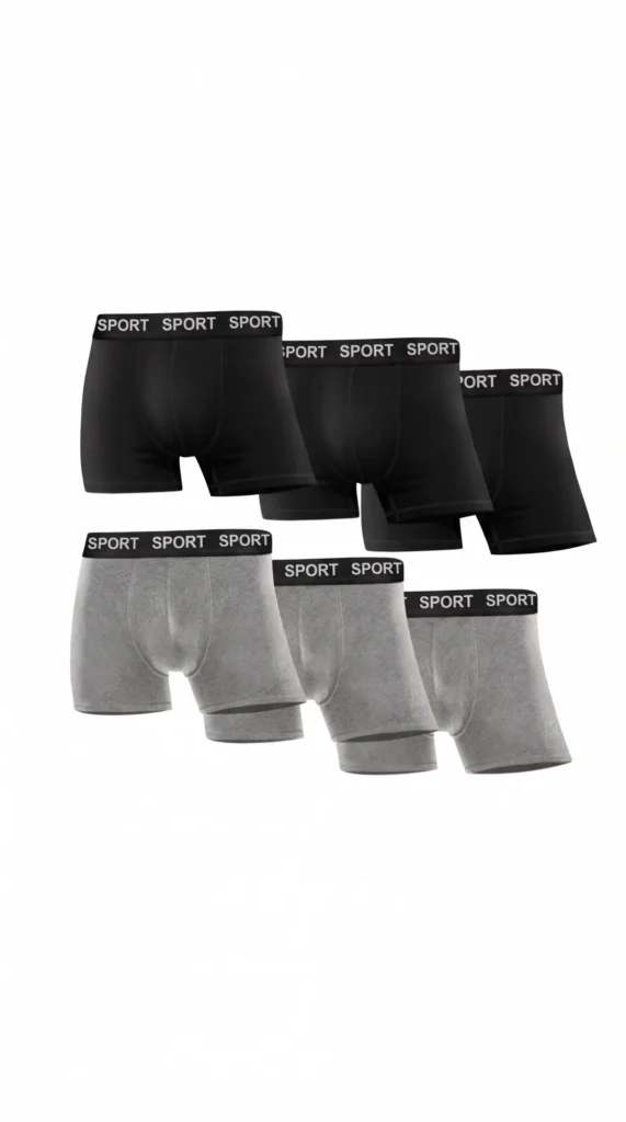 6 lı (Set) Likralı Pamuklu Erkek Boxer Geniş Lastikli Spor Model